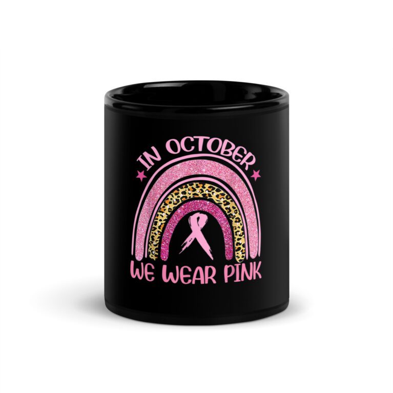 In October We Wear Pink Leopard Breast Cancer Awareness  Mug - Image 3