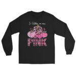 In October We Wear Pink Ribbon Leopard Pumpkin Breast Cancer  Long Sleeve Shirt