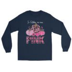 In October We Wear Pink Ribbon Leopard Pumpkin Breast Cancer  Long Sleeve Shirt