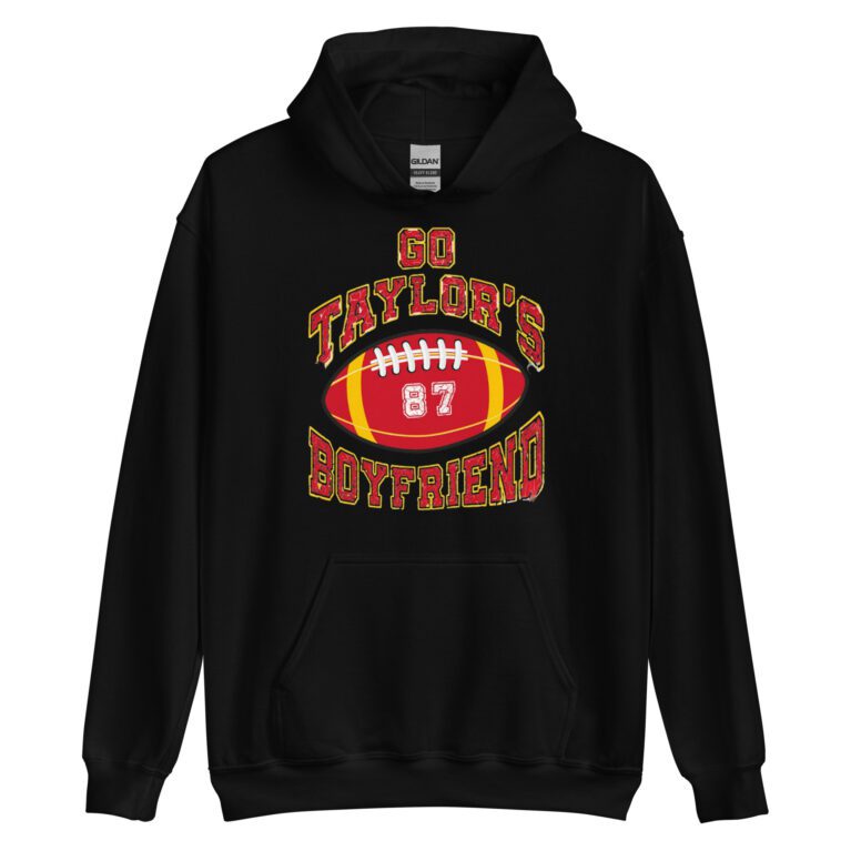 Go Taylor's Boyfriend Hoodie, Chiefs Shirt for Women, Chiefs Fan Hoodie, Swift Hoodie, Taylor Shirt Unisex Hoodie - Image 2