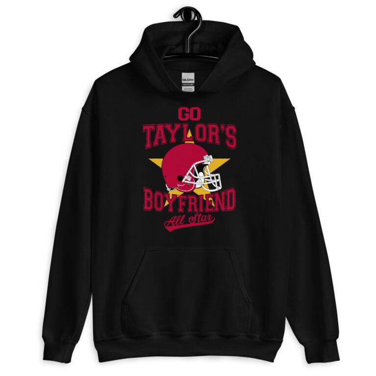 Go Taylor's Boyfriend Hoodie, Chiefs Shirt for Women, Chiefs Fan Hoodie, Swift Hoodie, Taylor Shirt Unisex Hoodie - Image 4