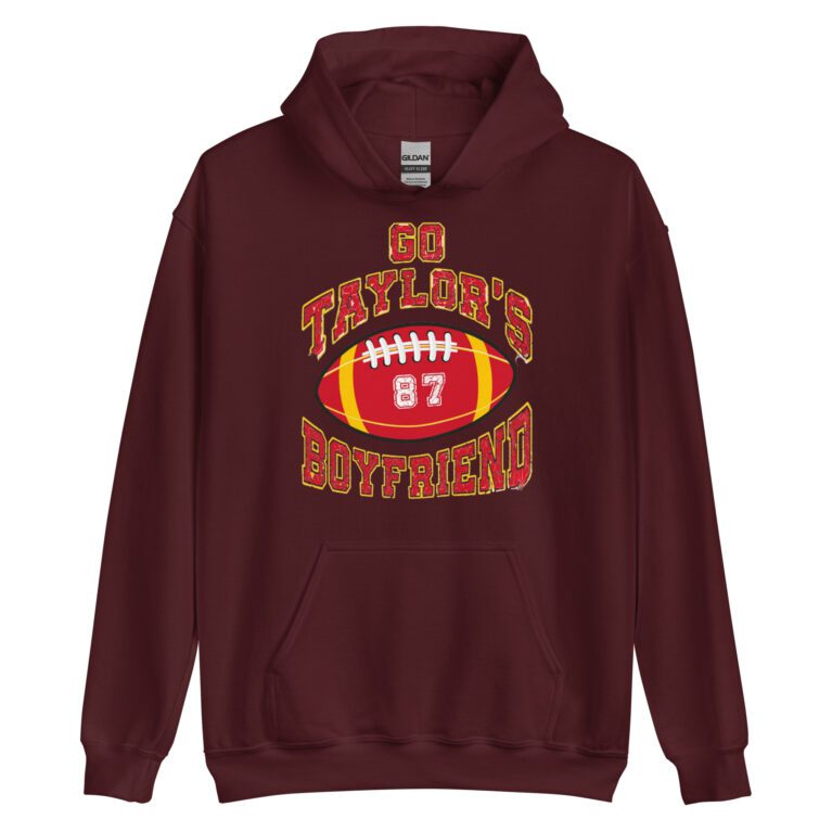 Go Taylor's Boyfriend Hoodie, Chiefs Shirt for Women, Chiefs Fan Hoodie, Swift Hoodie, Taylor Shirt Unisex Hoodie - Image 4