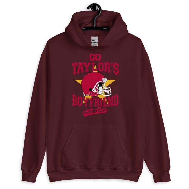 Go Taylor's Boyfriend Hoodie, Chiefs Shirt for Women, Chiefs Fan Hoodie, Swift Hoodie, Taylor Shirt Unisex Hoodie - Image 6