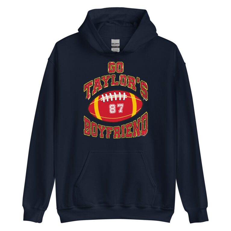 Go Taylor's Boyfriend Hoodie, Chiefs Shirt for Women, Chiefs Fan Hoodie, Swift Hoodie, Taylor Shirt Unisex Hoodie - Image 3
