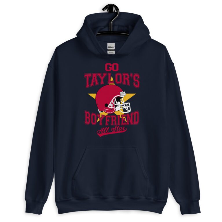 Go Taylor's Boyfriend Hoodie, Chiefs Shirt for Women, Chiefs Fan Hoodie, Swift Hoodie, Taylor Shirt Unisex Hoodie - Image 5