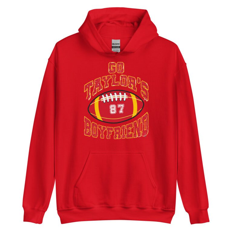 Go Taylor's Boyfriend Hoodie, Chiefs Shirt for Women, Chiefs Fan Hoodie, Swift Hoodie, Taylor Shirt Unisex Hoodie - Image 6