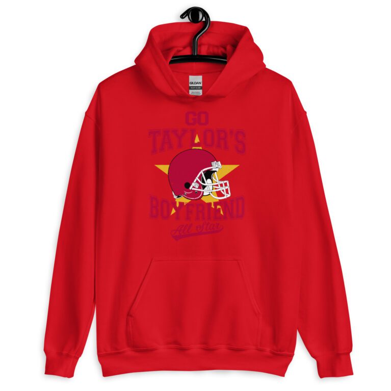 Go Taylor's Boyfriend Hoodie, Chiefs Shirt for Women, Chiefs Fan Hoodie, Swift Hoodie, Taylor Shirt Unisex Hoodie - Image 8