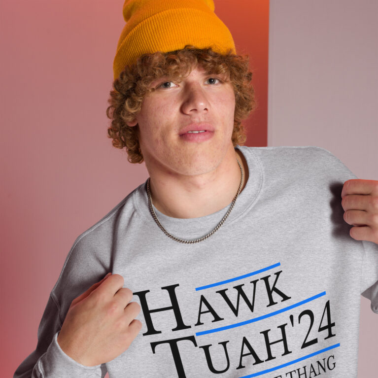 Hawk Tuah 24 hat Spit on that Thang hawk tuah hat |Hawk Tuah 24 if she dont hawk tuah Unisex Sweatshirt - Image 3