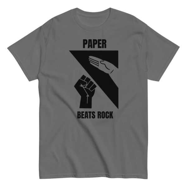 Paper Beats Rock Funny Hand Game T-Shirt - Image 4