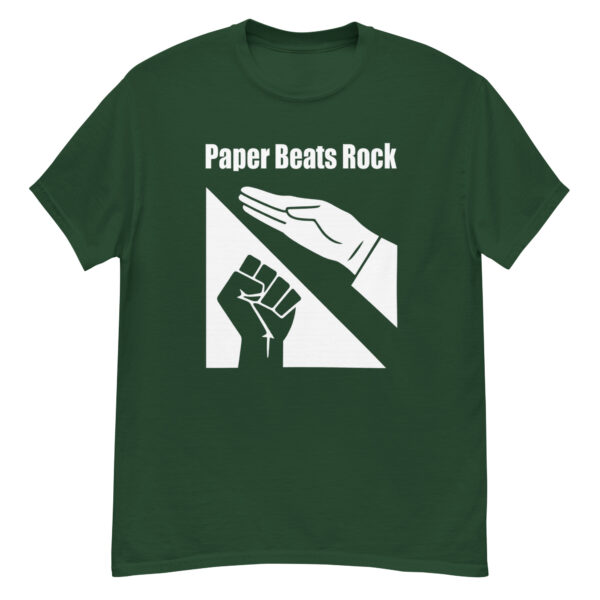 Paper Beats Rock Funny Hand Game T-Shirt - Image 4