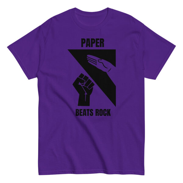 Paper Beats Rock Funny Hand Game T-Shirt - Image 2